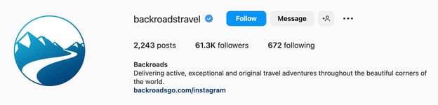 Simple Instagram bio ideas, backroads