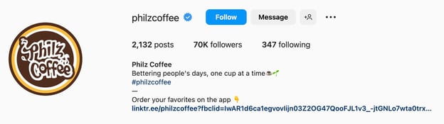 Simple Instagram bio ideas, philz