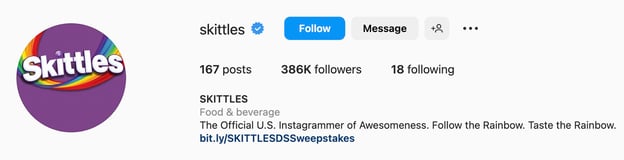 Creative Instagram bio ideas, skittles