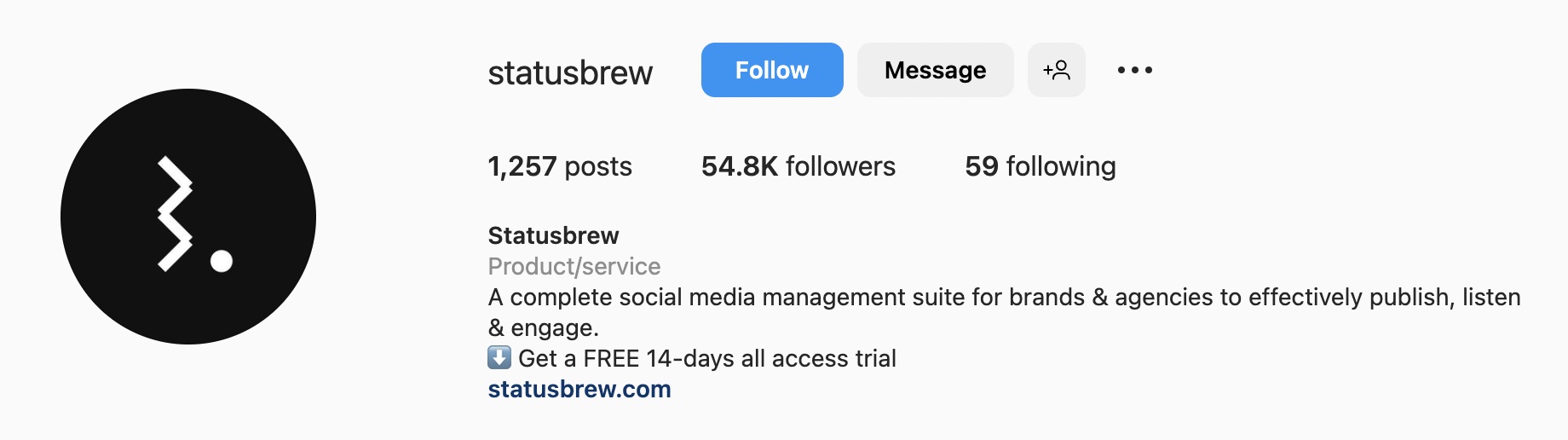 Instagram bio ideas for SaaS businesses, statusbrew