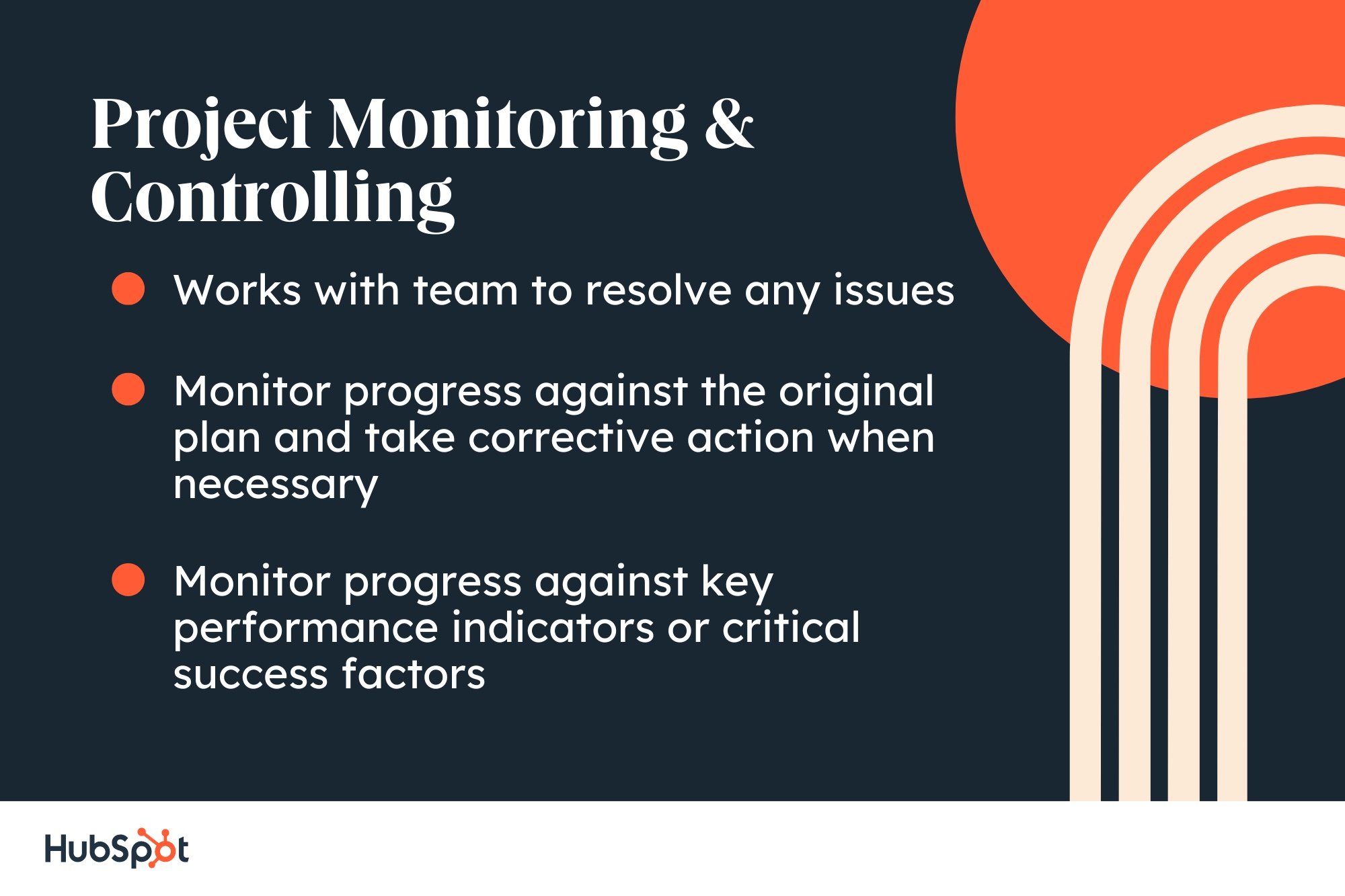 Graphic showing key takeaways in stage four of project management