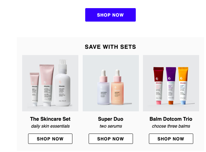 Glossier responsive email desktop example