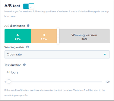 A/B test example in a bulk email service