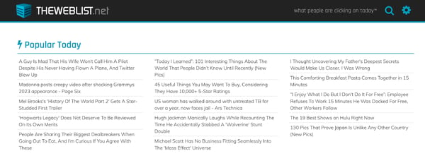 The Web List blog content aggregator site