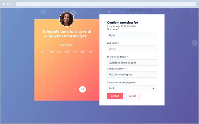 HubSpot free meeting scheduler