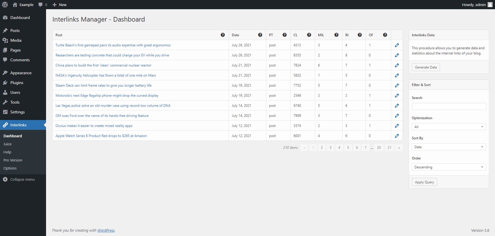 internal linking tools, interlinks manager