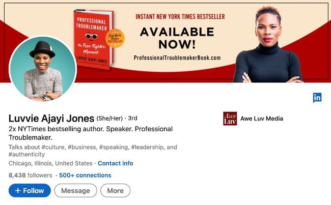 Luvvie Ajayi Jones content marketer to follow on linkedin