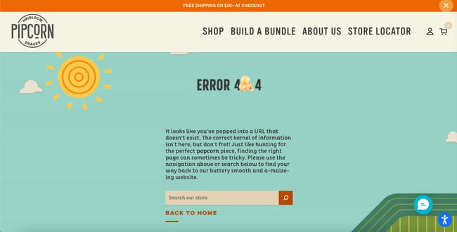 404 error page example: Pipcorn 