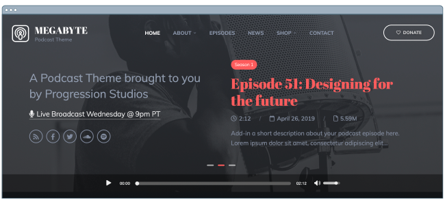 WordPress podcasting theme: Megabyte