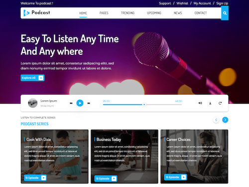 WordPress podcast theme: Podcaster Radio