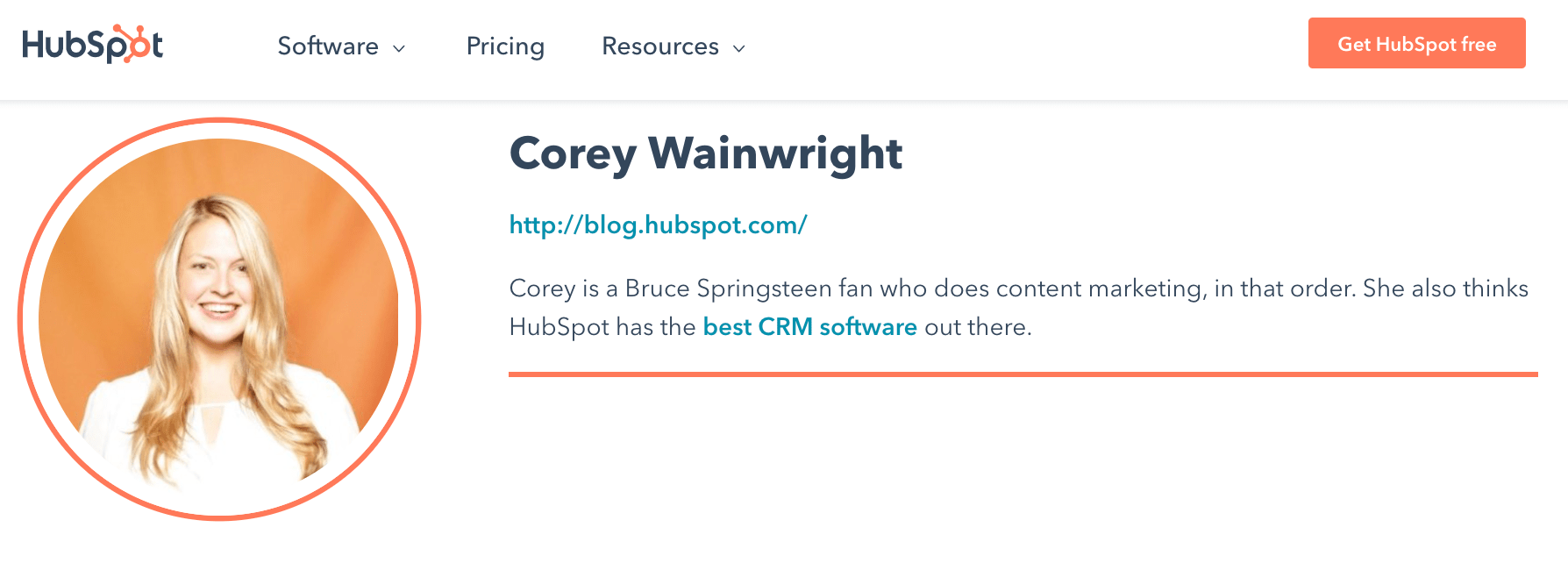 Short professional bio example from Corey Wainwright