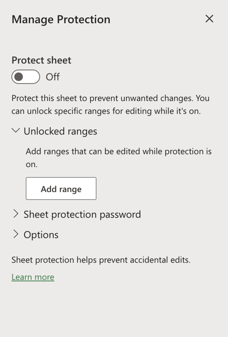 protect worksheet in excel