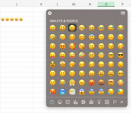 add emojis in excel