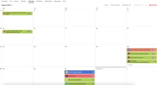 content calendar