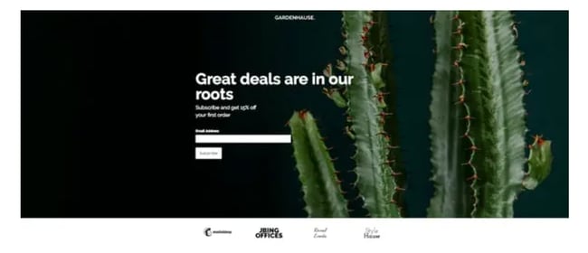 Gardenhouse Landing Page example from MailChimp
