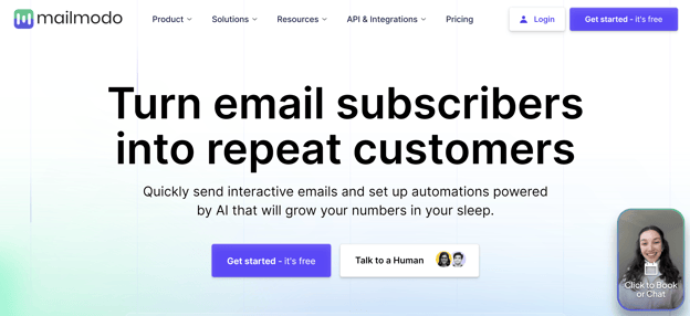 Mailmodo landing page