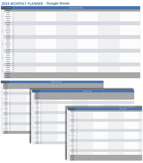 2024 Monthly Planner Sheets