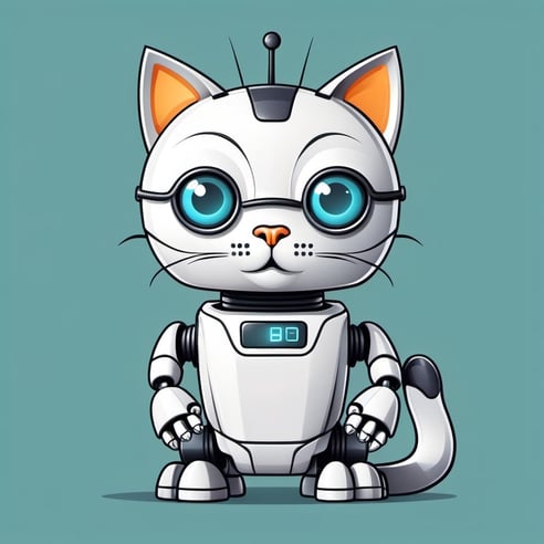 robot cat cartoon generates by Open AI