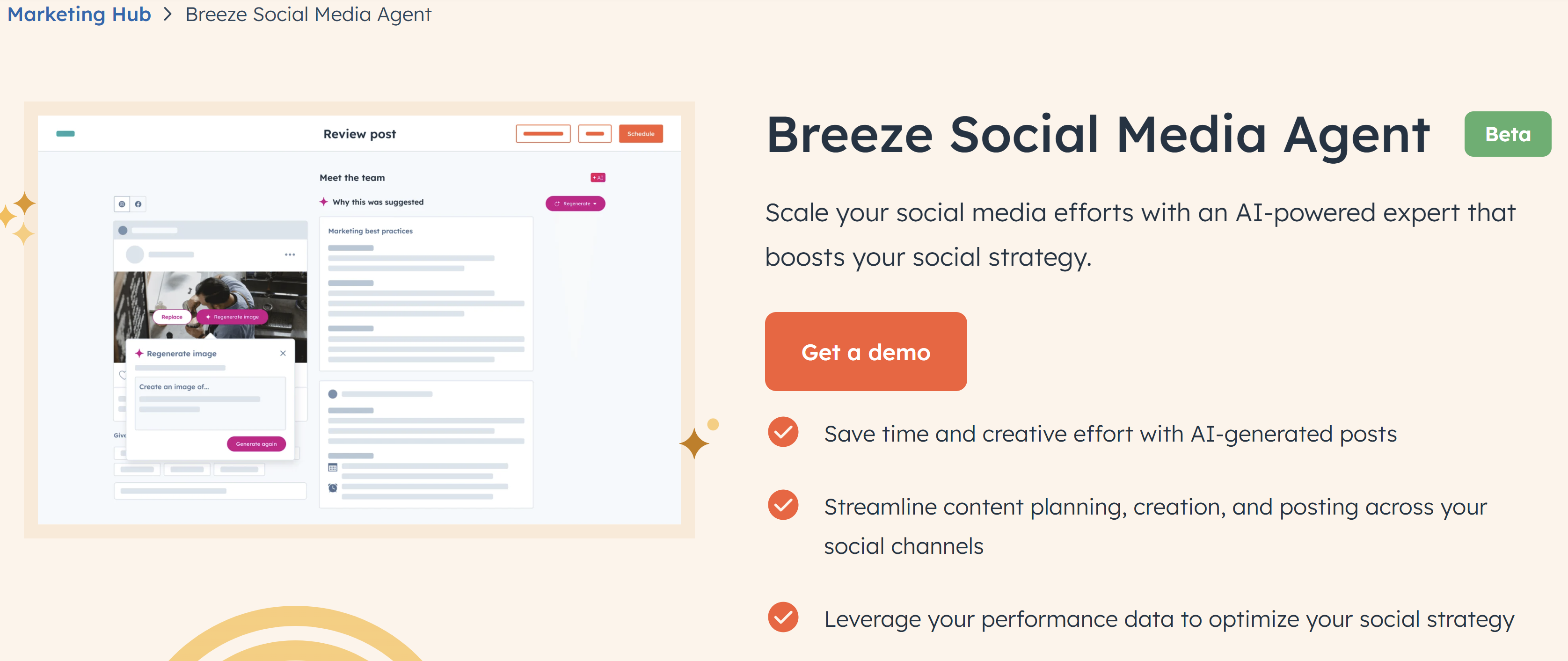 Screenshot of Breeze AI Social Media Agent; AI target audience