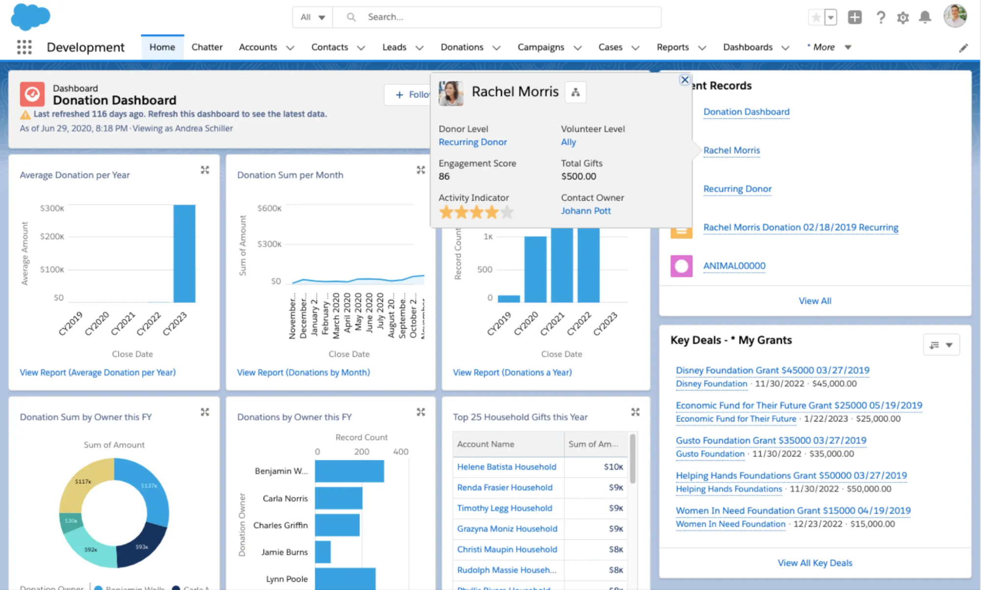 a screenshot of the salesforce nonprofit cloud crm user interface